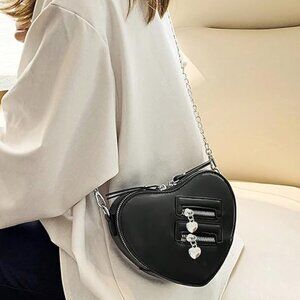 Mini heart shape leather bag